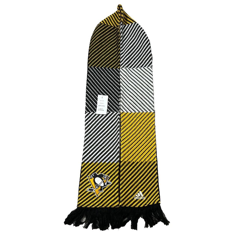 Adidas Unisex‎ One Size Yellow Black Knit NHL Pittsburgh Penguins Hockey Scarf